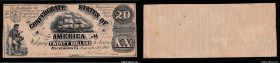 United States Confederate 20 Dollars 1861 Rare Print
P# 31a; VF-XF