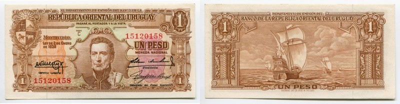 Uruguay 1 Peso 1939
P# 35b; № 15120158; UNC