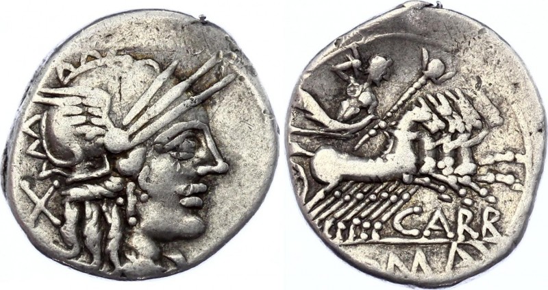 Roman Republic Cn. Papirius Carbo Denarius 121 BC
Silver 3,75g; Obverse: Helmet...