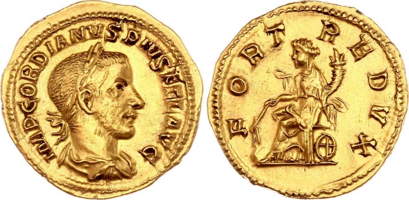 Roman Empire Aureus Gordianus III 238 - 244 AD
Gold 4.23g; C. V-31-96.: Bust on...