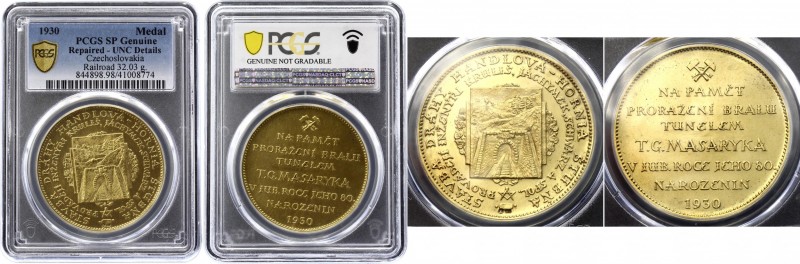 Czechoslovakia Gold Medal "For Construction of Masaryk Tunnel" 1930 PCGS SP UNC...