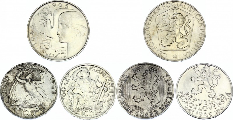 Czechoslovakia Lot of 3 Coins 1948 - 1965
1 x 25 Korun & 2 x 100 Korun 1948 - 1...