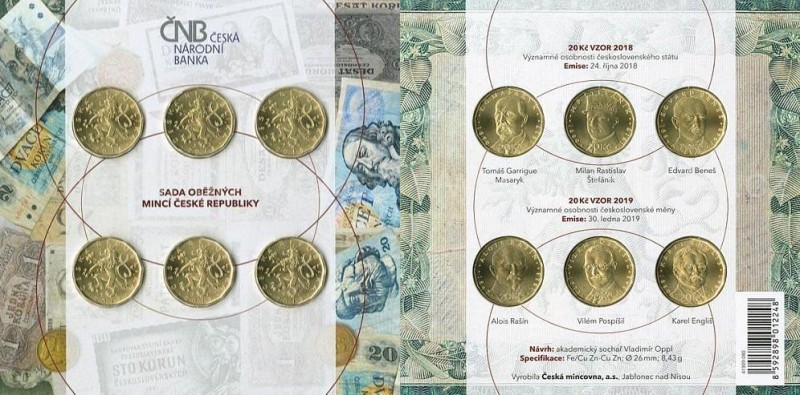 Czech Republic Set of 6 New Commemorative 20 Koruna 2018 - 2019
20 Korun 2018-2...