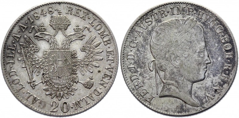 Austria 20 Kreuzer 1848 A
KM# 2208; Silver 6.66g.; XF