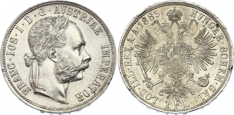 Austria 1 Florin 1885
KM# 2222; Silver; Franz Joseph I; UNC- with Mint Luster!