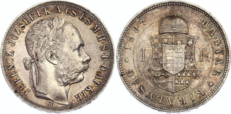 Hungary 1 Forint 1887 KB
KM# 469; Silver; Franz Joseph I; XF