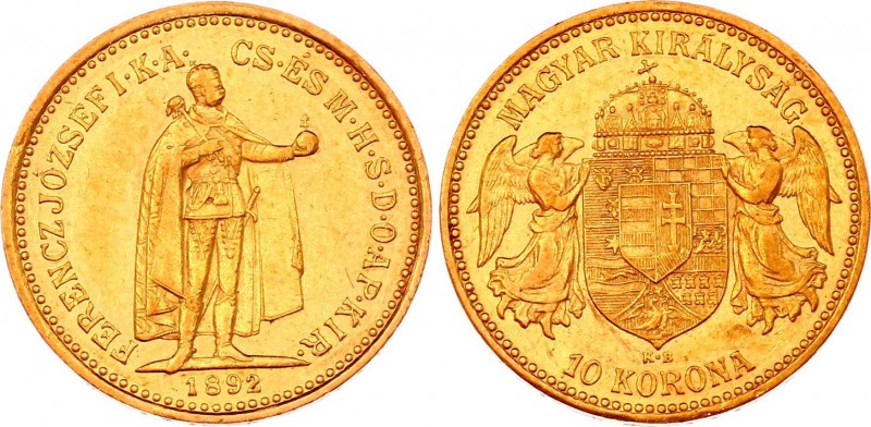 Hungary 10 Korona 1892 KB
KM# 485; Gold (.900) 3.38g 19mm; Franz Joseph I