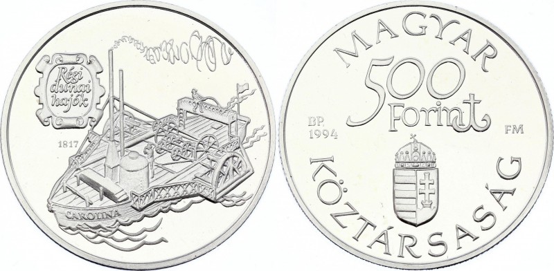 Hungary 500 Forint 1994
KM# 708; Silver (0.925) 31.5g; Proof; Old Ship