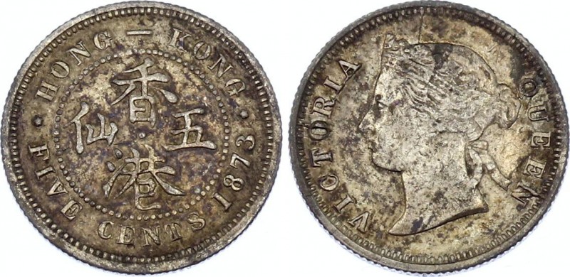 Hong Kong 5 Cents 1873
KM# 5; Silver; Victoria; XF