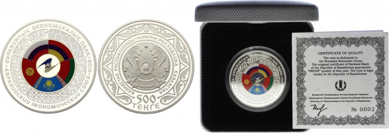 Kazakhstan 500 Tenge 2015
Silver Proof; Colour; Euro-Asian Economic Union, Emis...