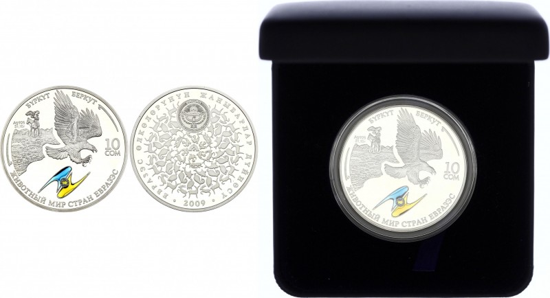 Kyrgyzstan 10 Som 2009
KM# 38; Silver (.925) 31.1g 38.60mm; Proof; Colorized; G...