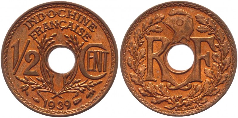 French Indo-China 1/2 Cent 1939
KM# 20; Bronze 4,05g.; UNC