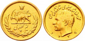 Iran 1/2 Pahlavi 1960 SH 1339
KM# 1161; Gold (.900) 4.07g; Reza Shah Pahlavi; UNC