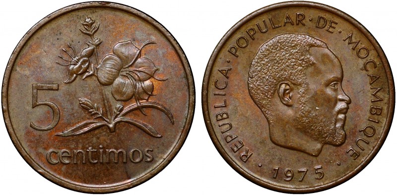 Mozambique 5 Centimos 1975
KM# 92; Never Released Into Circulation; aUNC