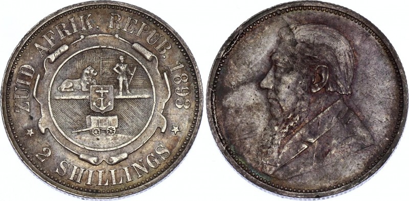 South Africa 2 Shillings 1893 ZAR
KM# 6; Silver; XF with nice toning!