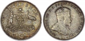 Australia 3 Pence 1910
KM# 18; Silver; Edward VII; UNC with Nice Toning!