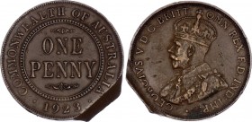 Australia Penny 1923 Error
KM# 23; George V; Defect of the Planchet Error