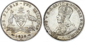 Australia 1 Florin 1915 H
KM# 27; Silver; George V; XF+/aUNC-