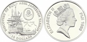 Fiji 10 Dollars 1993
KM# 63; Silver (0.925) 31.1g; Proof; Discovery of Fiji, Tasman