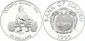 Nauru 10 Dollars 1995
KM# 9; Silver (0.925) 31.5g; Proof; Weight Lifter