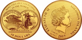 Solomon Islands 10 Dollars 2017
Gold 1/100 Ounce (0.9999); In Original Bank Package; The Most Valuable in the World Gold Coins Series