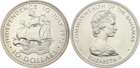 Bahamas 10 Dollars 1973
KM# 42; Silver (.925) 49.70g 50mm; Independence 10 July 1973; Elizabeth II