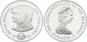 Bahamas 10 Dollars 1981
KM# 85; Silver Proof; Royal Wedding; Elizabeth II