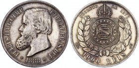 Brazil 1000 Reis 1888
KM# 481; Silver; Pedro II; VF-XF