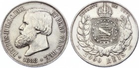 Brazil 2000 Reis 1888
KM# 485; Silver; Pedro II; XF