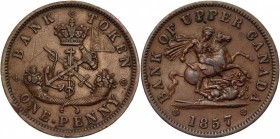 Canada Upper Penny 1857
KM# Tn3; Copper 16,1g.; XF-