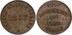 Canada Prince Edward Island Token Half Penny 1857
Breton# 919, Charlton-PE-7C1; Copper 5.04g.; Obv: PRINCE EDWARD ISLAND 1857 * / Rev: SELF GOVERNMEN...