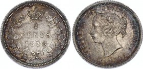 Canada 5 Cents 1858
KM# 2; Silver; Victoria; XF-
