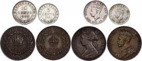 Canada Newfoundland 2 x 1 & 5 10 Cents 1873 - 1942
With Silver; VF-aUNC