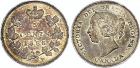 Canada 5 Cents 1886
KM# 2; Silver; Victoria; XF