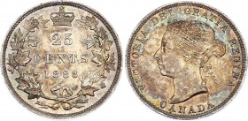 Canada 25 Cents 1888
KM# 5; Silver; Victoria; aUNC with Astonishing Patina!