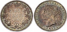 Canada 25 Cents 1894
KM# 5; Silver; Victoria; XF with Amazing Multicolour Toning!