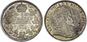 Canada 5 Cents 1908
KM# 13; Silver; XF+/aUNC
