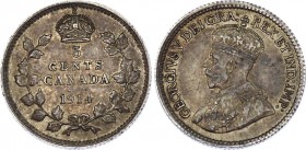 Canada 5 Cents 1914
KM# 22; Silver; George V; UNC- with Nice Toning!