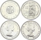 Canada 2 x 1 Dollar 1958 - 1964
KM# 55, 58; Silver (0.820) 23.33g; Totem Pole, Quebeck