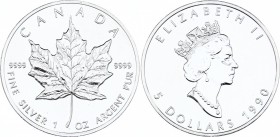 Canada 5 Dollars 1990
KM# 187; Silver; Elizabeth II; UNC