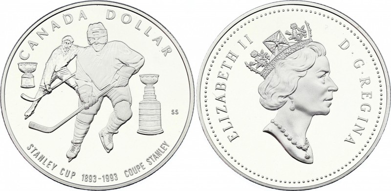 Canada 1 Dollar 1993
KM# 235; Silver (0.925) 25.18g; Proof; Stanley Cup, Hockey...