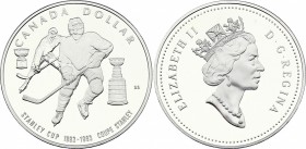 Canada 1 Dollar 1993
KM# 235; Silver (0.925) 25.18g; Proof; Stanley Cup, Hockey Players Between Cups