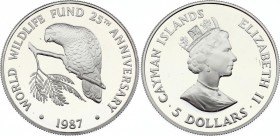 Cayman Islands 5 Dollars 1987
KM# 95; Silver Proof; Cuban Amazon
