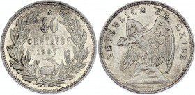 Chile 40 Centavos 1907 So
KM# 163; Silver; XF