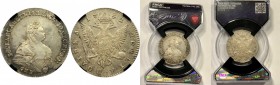 Russia Poltina 1742 R RNGA AU53
Bit# 295 R; 4-6 Roubles by Petrov; Conros# 106/1 106/2; Silver; beautiful bright coin from the old collection, with a...