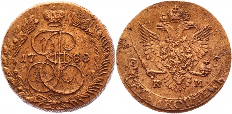 Russia 5 Kopeks 1788 КМ R (Type 1781)
Bit# 794 R; 3 Roubles by Petrov; Copper 5...