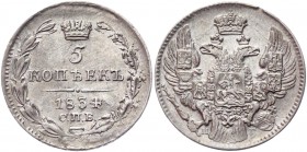 Russia 5 Kopeks 1834 СПБ НГ
Bit# 387; Conros# 169/3; Silver 1.06g.; UNC