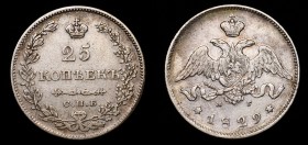 Russia 25 Kopeks 1829 СПБ НГ
Bit# 128; Silver; 3 Roubls by Ilyin; Rare in this Condition