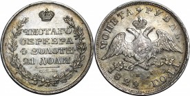 Russia 1 Rouble 1829 СПБ НГ
Bit# 107; Silver 20,71g.; golden patina; Mint luster