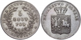 Russia - Poland 5 Zlotych 1831 KG Polish Uprising R
Bit# PV2 R; 5 Roubles by Petrov; Silver 15,42g.; XF+